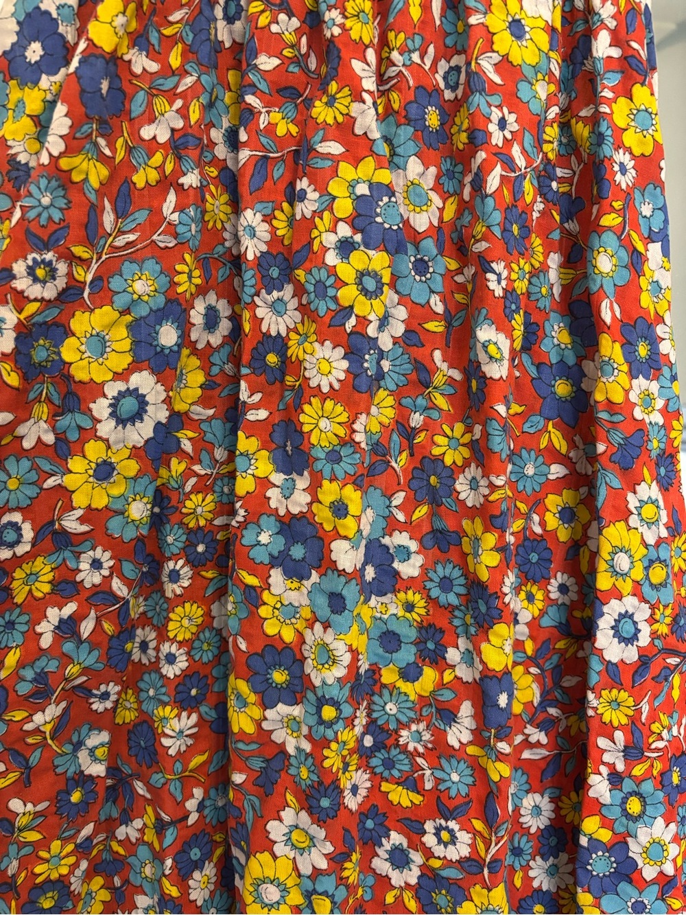 Red Floral Smocked Maxi Dress with Ruffled Straps - Picture 2 of 4